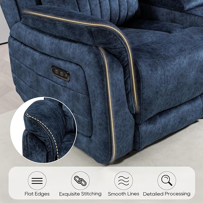 Power Zero Gravity Reclining Loveseat with Adjustable Headrest Double Reclining Loveseat with Console Power Loveseat Recliner with USB &amp Type-C Ports for Living Room (Blue)