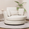 Chifee &amp Vingol 50.2 Oversized Swivel Accent Chair Upholstered Round Barrel Chair with Pillows Swivel Chairs for Living Room BedroomChenilleBeige