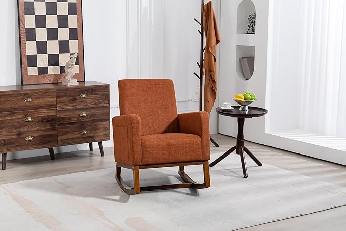 Mid Century Modern Accent Chair with Wood e Upholstered Living Room Chairs with Waist Cushion Reading Armchair for Bedroom Sunroom