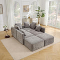 Tbfit 141'' Modular Sectional Sofa Chenille Cloud Couch with Wide Armrests &amp 6 Pillows Deep Seat Couches for Living Room Grey