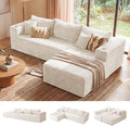 ELUCHANG 108” Modular Sectional Sofa Comfy Cloud Couch with Deep Seat Modern L-Shape Sofa with Chaise Upholstered Boneless Couch for Living Room Bedroom No Assembly Required Corduroy Beige