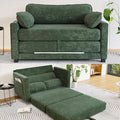 Convertible Sofa Bed Loveseat Sleeper Sofa with Side Storage &amp Solid Wood Frame Corduroy Small Couch Bed for Small Space Pull Out Floor Couch for Apartment Guest (Green 51)