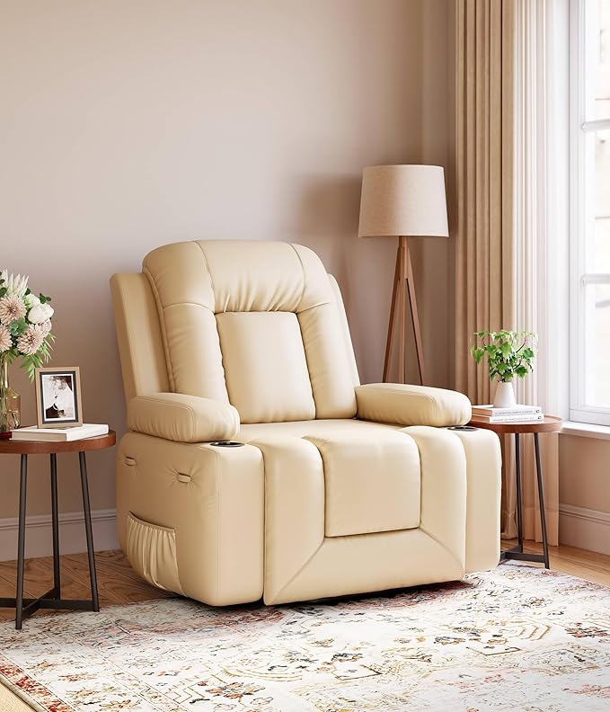 GarveeHome Power Lift Recliner Chair - Heat and Massage Faux PU Electric Lift Recliner Chair for The Elderly Adjustable Back and Legs Designed for The Elderly and People with Mobility impaired