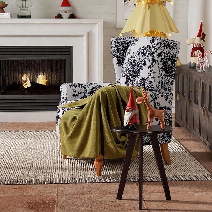 Rovibek High Wingback Chairs with Table - Midcentury Modern Accent Chair for Living Room Upholstered Armchair with Solid Legs Printed Living Room Chairs for Living Room Bedroom Balcony