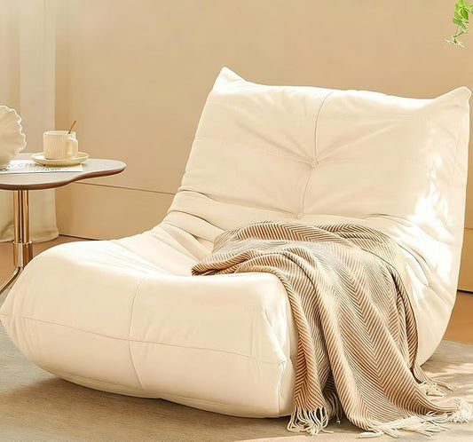 Luxury Accent Chair Microfiber Comfy Chair with Button-Tufted Details Armless Lounge Chair Modern Living Room Furniture for Bedroom Apartment &amp Gaming Room (Beige)