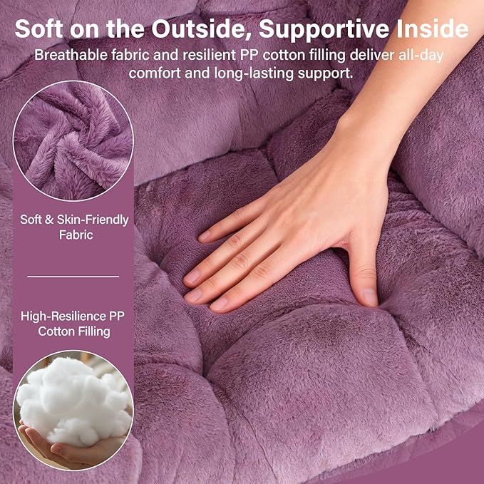 Lazy Chair with Ottoman Modern Accent Lounge Armchair with Side Pocket &amp Foldable Footstool Leisure Reading Chair for Living Room Bedroom Dorm &amp Office Plush Purple