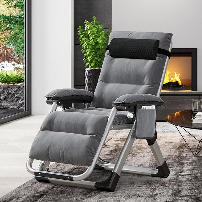 LILYPELLE Comfy Folding Chair Folding Lounge Chair for Bedroom and Living Room Reclining Patio Chairs with Removable Cushion for Indoor Outdoor