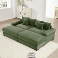 92.4 Oversized Modular Sectional Sofa Corduroy Large Sectional Couches for Living Room Love Seat Couches with 2 Movable Ottomans Modern Deep Seat Sofa Set U Shaped Green