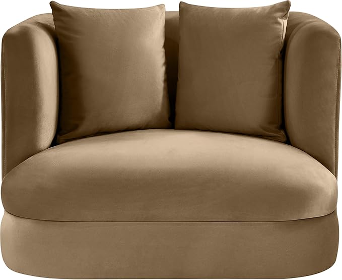 Meridian Furniture 699Beige-C Alder Collection Modern | Contemporary Chair with Ultra Luxe Beige Velvet 460 GSM Velvet Solid Wood Frame 38 W x 36 D x 30 H Beige