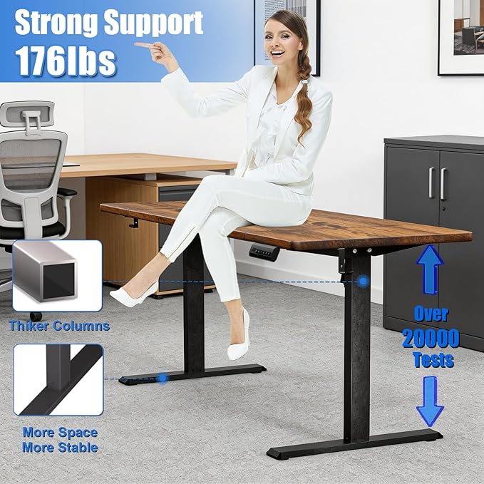 Standing Desk with Splice Board Adjustable Height- 63 inch Mobile Stand up Desk with Wheels Portable Sit Stand Desks Electric with Lockable Casters