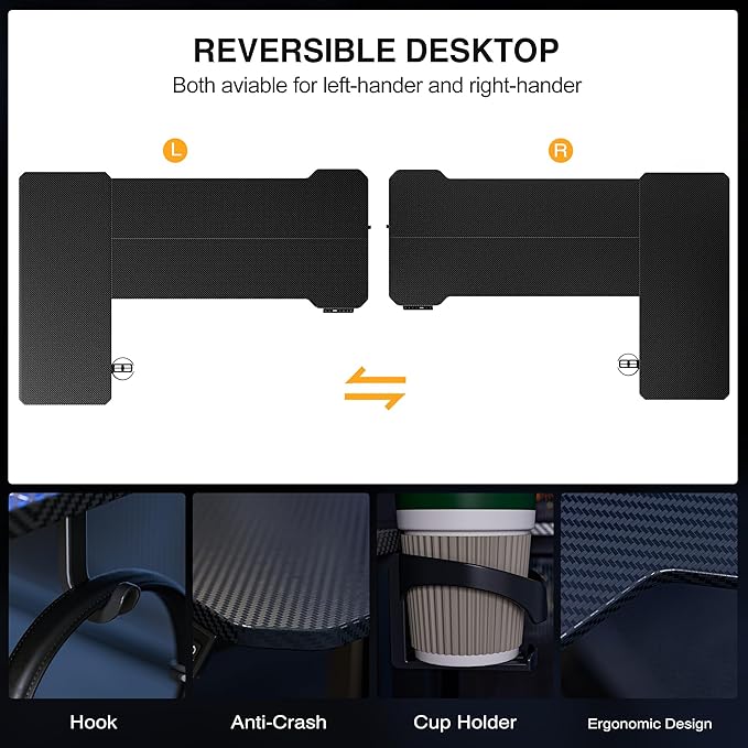 51 Reversiable L-Shaped Electric Standing Desk Adjustable Height Gaming Stand Up Corner Desk Sit Stand Home Office Computer Desk with Splice BoardBlack Carbon Top