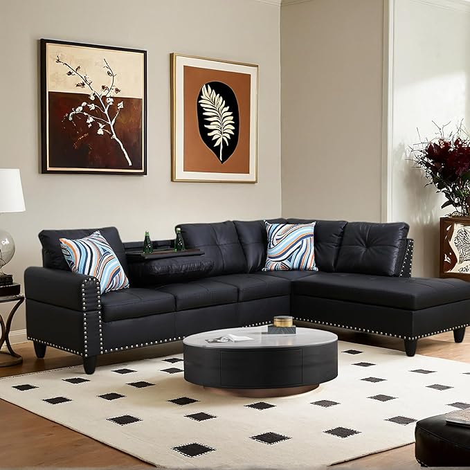 L-Shaped Combination Sofa Set Luxurious Synthetic Leather Living Room Sofa Suitable for Living Rooms Bedrooms Apartments and Offices