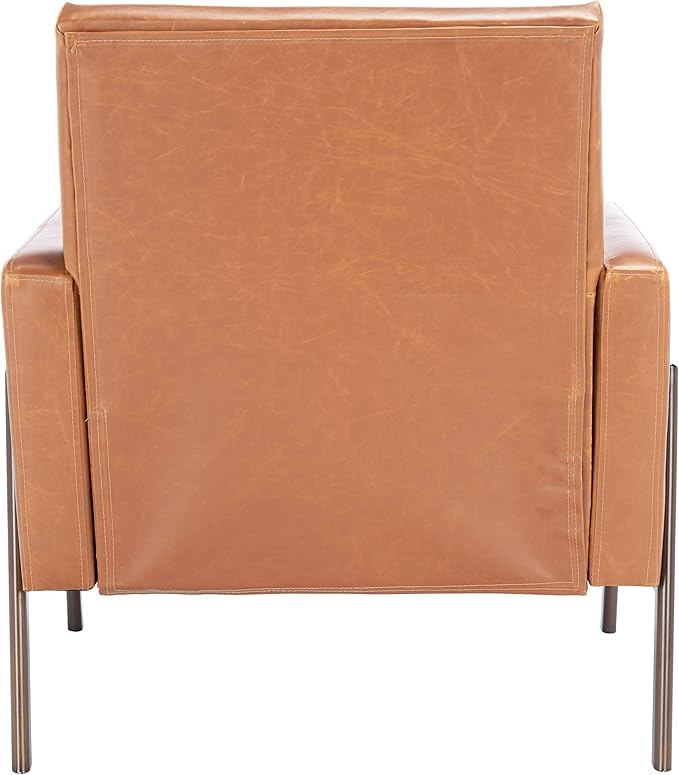 SAFAVIEH Home Collection Roald Faux Leather Sofa Accent Club Chair ACH6209C Light Brown/Antique Coffee