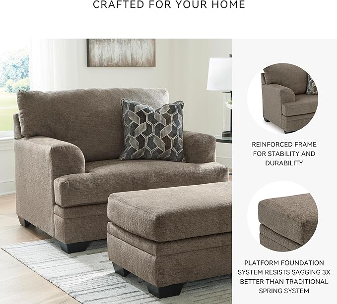 Signature Design by Ashley Stonemeade Contemporary Upholstered Oversized Chair with Reversible Cushion Gray