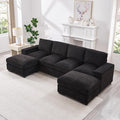 122 Oversized Modular Sectional Sofa Cloud Couch with 2 Ottomans Comfy Corduroy Upholstered Deep Seat Large U Shaped Lounge Sofa&ampCouches with Hidden Arm Storage Box