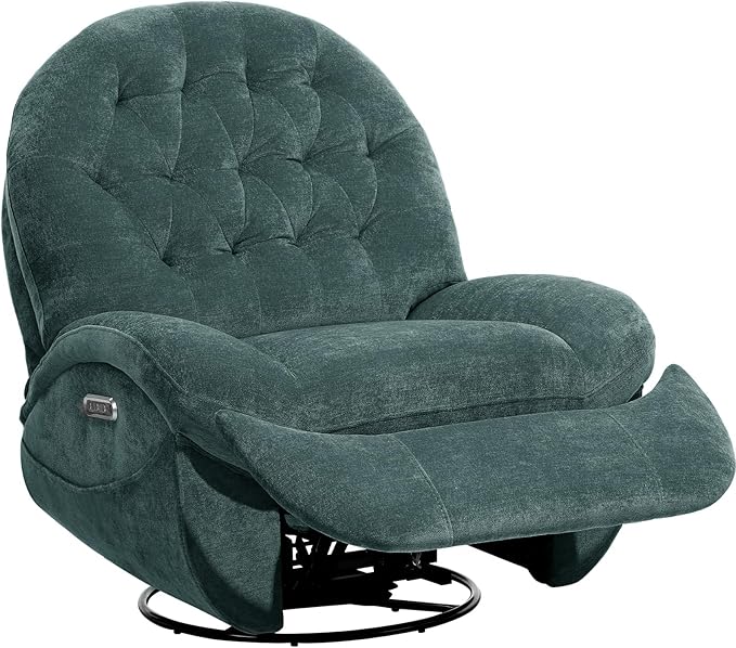 EONIX Stylish Power Swivel Rocker Recliner Chair for Living Room Rocking All Positions Dual Motor Independently Controlled Backrest and Headrest SXXY005021 Green