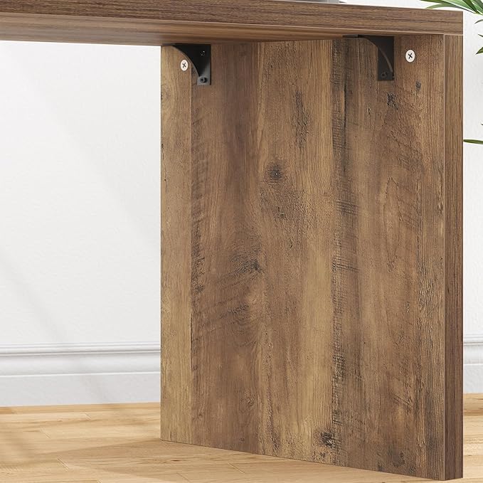 HSH L Shaped Desk with Storage Drawers Shelves Large Corner Computer Table in Home Office Industrial Wood Desk for Executive Writing Work Study Rustic Oak 55 Inch