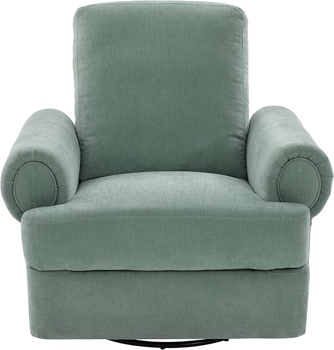 Christopher Knight Home Besty Chenille Upholstered Swivel Recliner Chair Wooden Swivel Accent Chair with Adjustable Backrest Super Comfort Rocker Recliner Sofa for Living Room/Bedroom Mint Green
