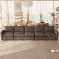 5 Seaters Modular Sectional Sofa 5 Seat Sofa Modern Sectional Couches with Deep Seats for Living Room Upholstered Couch with Soft Backrest 143.7 L Brown (No Ottoman)