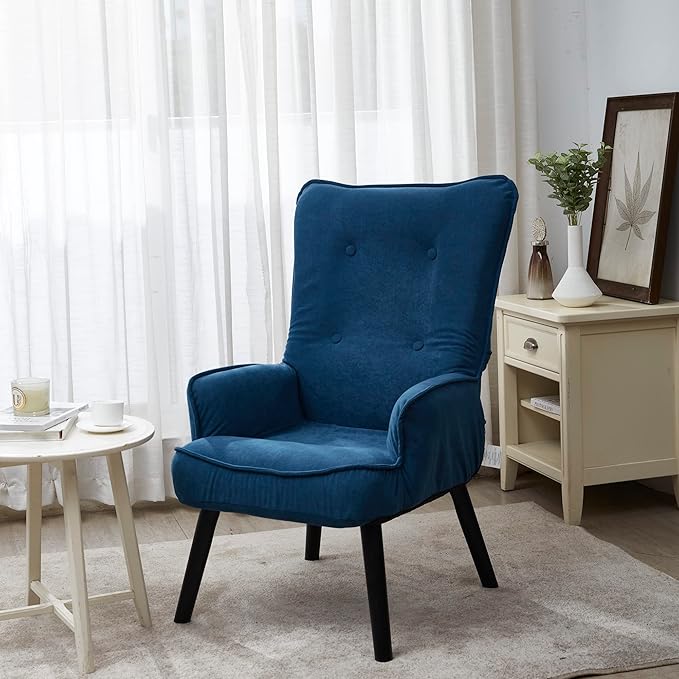 Velvet Fabric Padded Seat Chair with High Backrest and ArmrestsModern Folding Lounge Chaise for Living Room and Bedroom Djustable Foldable Modern Leisure Sofa Video Gaming Sofa