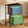 Letter/Legal Rolling File Cart with 2 Storage Drawers Under Desk Storage Vertical Filing Cabinet for Home Office Hanging File Folders Organizer Mobile Utility Cart Printer Stand Black