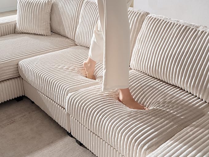 ERYE U-Shaped Modular Sectional Sofa Convertible Symmetrical Sofa Couch with Removable Chaise Lounges U Shaped Double Chaises Sectional Couches with Storage Armrests