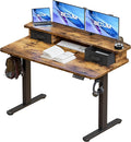 BIZUM Standing Desk with 2 Drawers Computer Desk-Stand up Desk Home Office Gaming Memory Desks C-Clamp Mount Compatible 48x24 Inch Rustic Brown