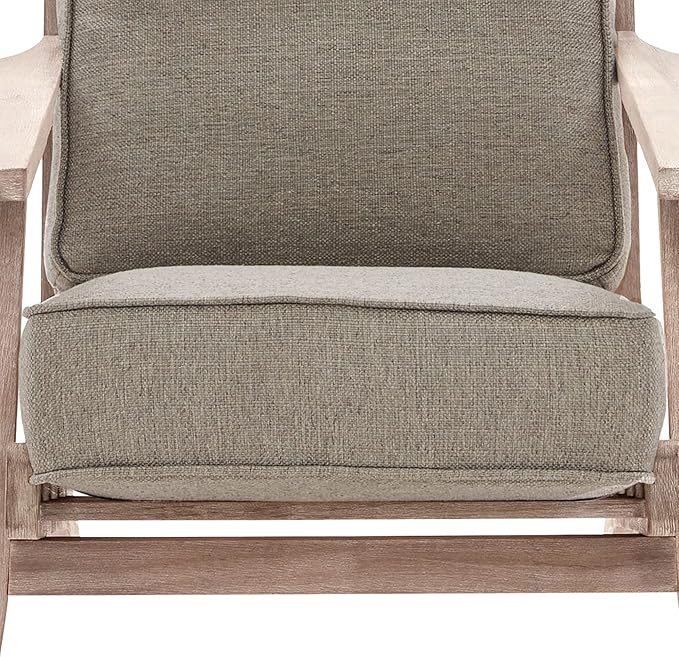 BELLEZE Mid Century Modern Chair with Sturdy Wood Frame Upholstered Linen Arm Chair Easy Assembly Comfortable Accent Chair for Living Room Bedroom Office - Maximus (Gray)