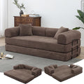 Convertible Folding Sofa BedFold Out Floor Sofa Couch with Fixed-Shape FrameCorduroy Foldable Mattress Cloud Couch for Living Room Bedroom (Brown 78 Inch)