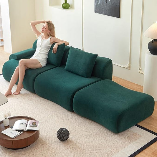 UKMTUET 114 Couches for Living Room Modular Sectional Sofa with L Shaped Chaise Sectional Couches with Convertible Ottoman Deep Seat Sleeper Sofa Boneless Couch for Bedroom Office