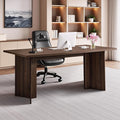 VEVOR 63 in Executive Desk Large Modern Rectangle Office Table Heavy Duty Wooden Executive Table with Cable Connection Hole 250 LBS Load Capacity Easy Assembly for Work Study Writing Walnut
