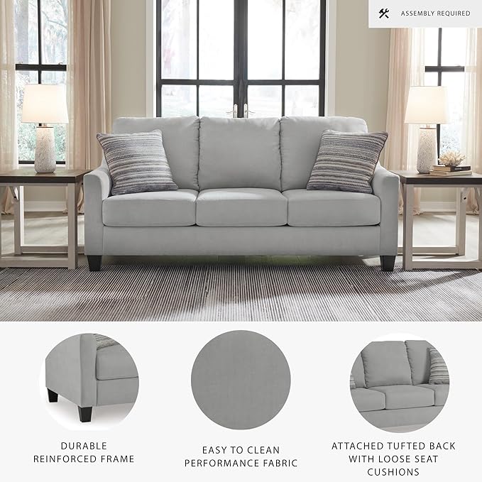 Signature Design by Ashley Adlai Casual Sofa with 2 Toss Pillows Light Gray