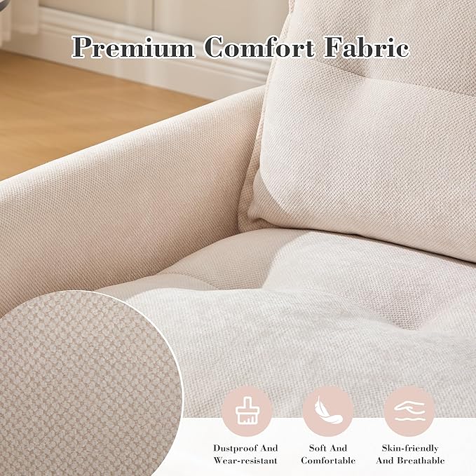 360° Swivel Accent Chair36.22” Swivel ArmchairSquare Accent Barrel Chair with Side Pockets - Upholstered Comfy Single Sofa Chair for Living Room Bedroom Reading Nook (Beige)