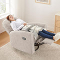 VANOMi 360 Swivel Rocker Recliner Chair Nursery Rocking Chair with Tufted Backrest Manual Recliner Chairs for Small Spaces Upholstered Glider Nursing Chair for Living Room Bedroom (Camel)