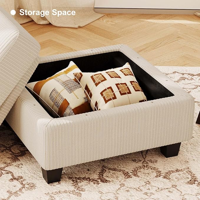 Belffin Corduroy Ottoman Modular Sectional Couch Module Parts Convertible Modern Sectional Sofa Couch Beige