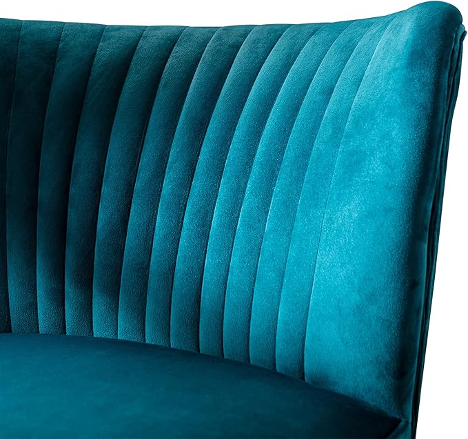 WO Home Furniture 25 Wide Tufted Velvet Accent Chair with Rust Resistant Golden Metal Legs Premium Quality Rust Resistant Seat for Your Den Living Room Bedroom Inside Area (Teal)