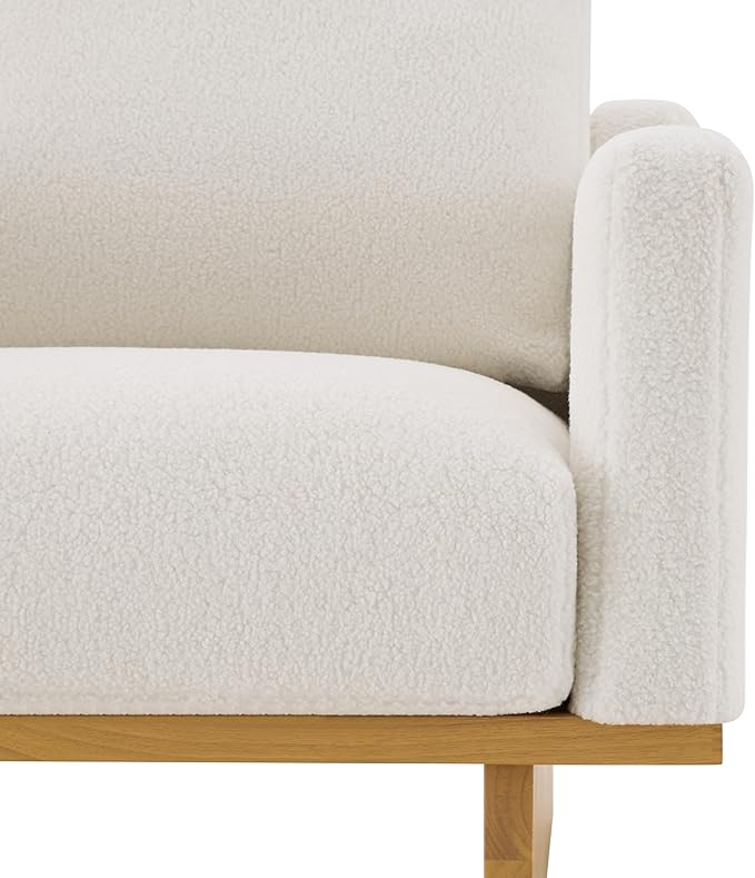 Christopher Knight Home Modern Minimalist Accent Chair with Solid Wood Frame Soft Cushions Spacious Seat Living Room Bedroom Reading Chair White
