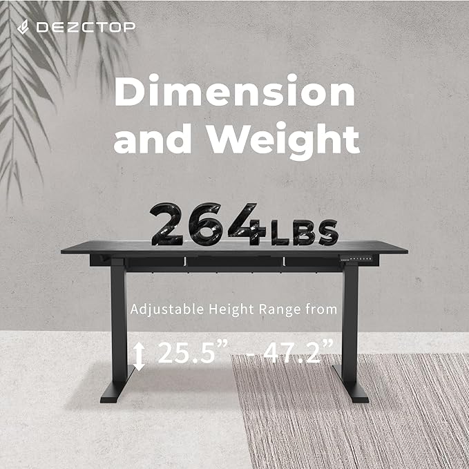Dezctop Bifrost Pro Ergonomic Height Adjustable Desk 47 x 28 Inches with Built in Cable Management for Gaming Home and Office Ash Black