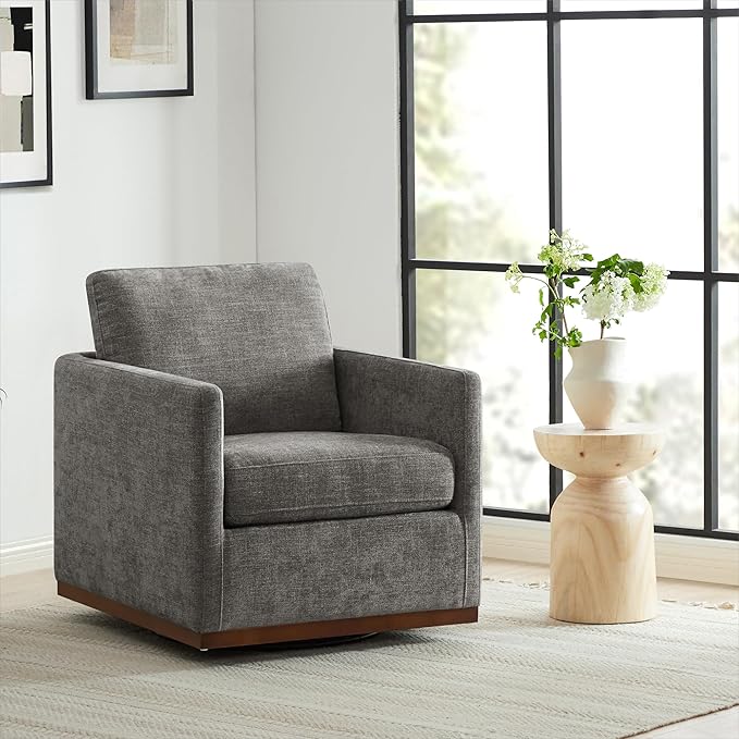 CHITA Swivel Accent Chair FSC Certified Mid Century Modern Arm Chair for Living Room and Bedroom Fully Assembled Grey
