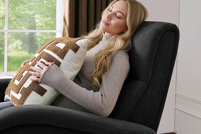 Modern Accent Chair Reading Chair with Corduroy Fabric Upholstered and Hight Backrest Single Sofa Chairs for Living Room Apartment Bedroom and Small Spaces. (Grey)