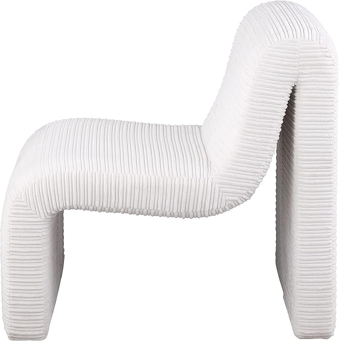 Coaster Home Furnishings - Drayton - Wood and Metal - Upholstered Armless Accent Chair with Sinuous Curves Ribbed Detailing and Foam Padding - Living Room - Ivory - 907525