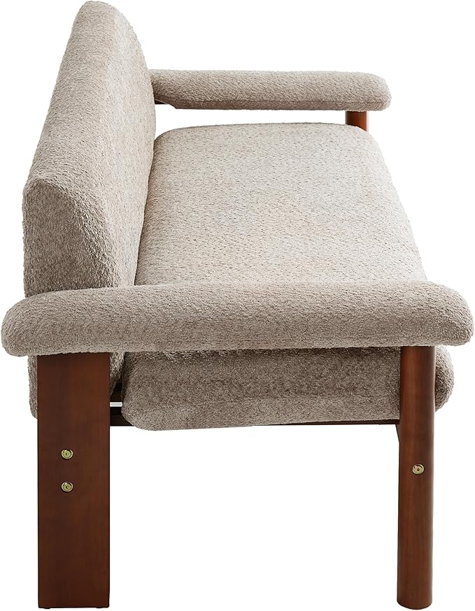 Christopher Knight Home Vincenzo Large Couch Chair Berber Fleece Sofa Upholstered Loveseat Soft Pillow Armchair Rubberwood Legs Couch 72.8 Loveseat Reading Sofa for Living Room Home Rest Brown