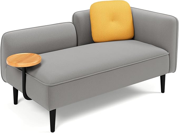 2 Seater Couch Small Love Seat Couches for Small Spaces Bedroom Living Room 57 Mini Sofa Apartment Size Couch Linen Retro Loveseat with Pillow and Removable Tray (Gray Left)