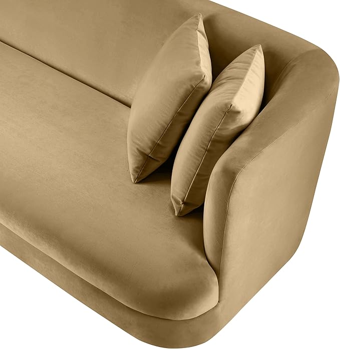 Meridian Furniture 699Camel-L Alder Collection Modern | Contemporary Loveseat with Ultra Luxe Camel 460 GSM Velvet Solid Wood Frame 66 W x 36 D x 30 H Camel