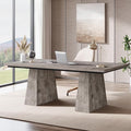 Tribesigns 63-Inch Executive Desk Large Office Computer Desk with Double Pedestal Modern Simple Workstations Writing Table Conference Table Business Furniture for Home Office Grey