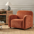 HULALA HOME Modern Accent Chair with Solid Wood Legs Creamy Style Lamb Wool Single Sofa Chair Comfy Upholstered Lazy Arm Chair for Living Room/Bedroom/Lounge Rooibos