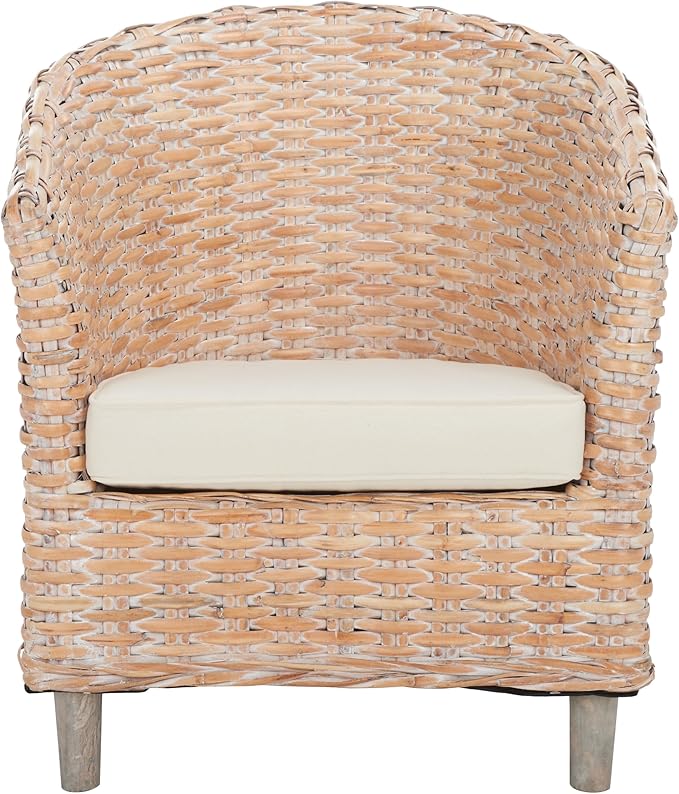 Safavieh Home Omni 18-inch Natural White Wash Rattan Barrel Chair