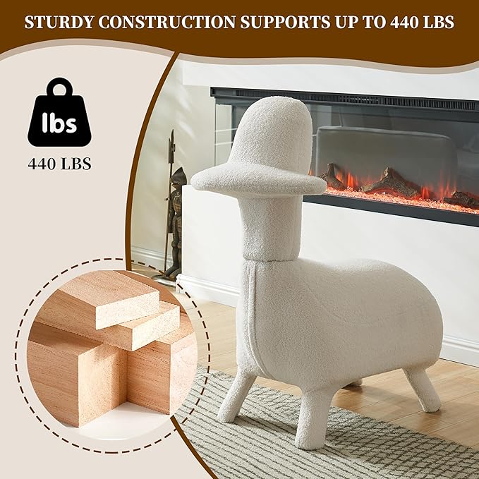 Animal Shape Gaming Chair Soft Lamb Wool Cute Duckbill-Shaped Chair for kids Deep Cushion Small Sofa for Small Space Ideal for Bedroom/Living Room/Office Stylish Furniture Easy Assembly Beige