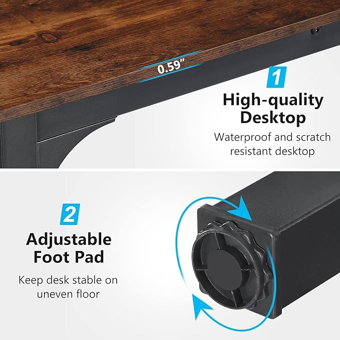 Tribesigns 78.7 Inches Extra Long Computer Desk 2 Person Desk Double Long Desk Workstaion for Home Office Brown+Black