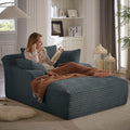 49.2 Oversized Chaise Lounge Chair Deep Seat Upholstered Cozy Cloud Couch Modern Corduroy Floor Sleeper Sofa Bed Reading Chair for Living Room Bedroom Apartment Office Indoor Dark Grey